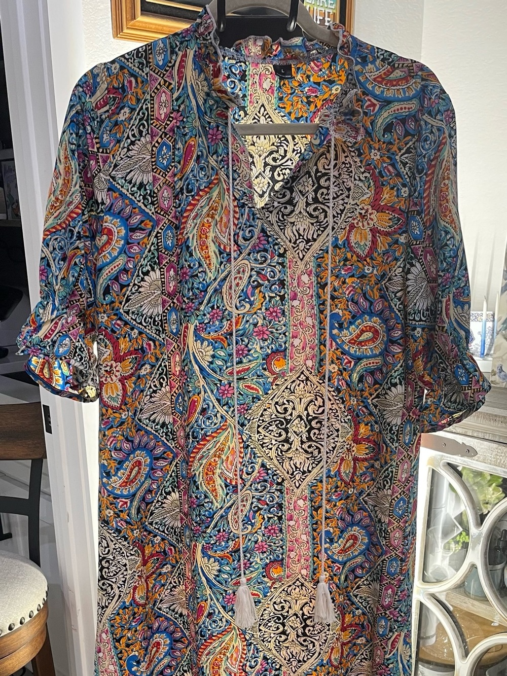 Lana West Bohemian Paisley Mid-Sleeve Dress